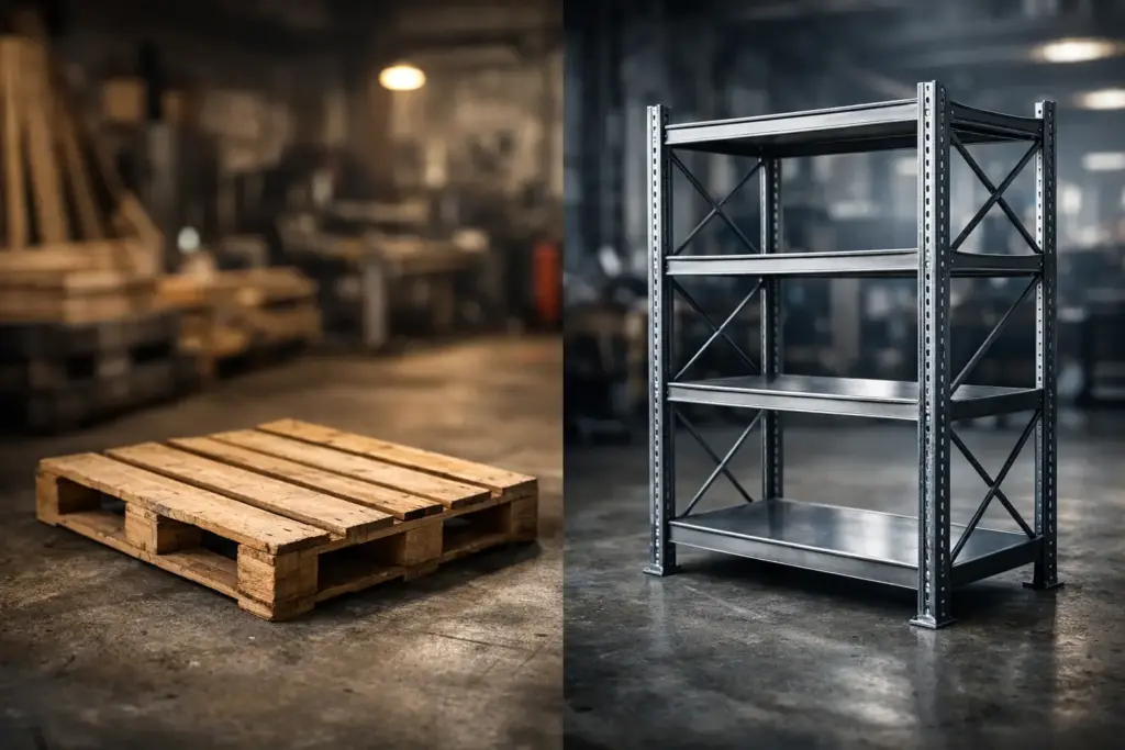 Holzpalette oder Metallgestell?