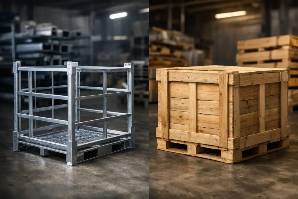 Stahlgestell vs Holzverpackung Industrie