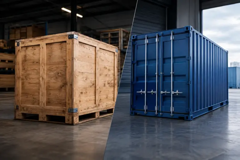 Holzverschlag versus Überseebox vergleichen